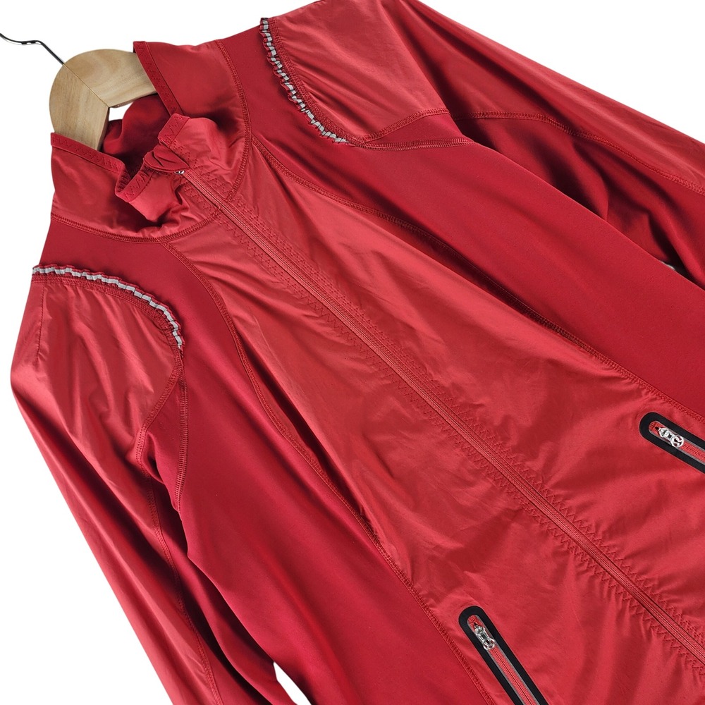 Lululemon Nothin But Run Jacket Womens 8 Red Reflective Running Windbreaker